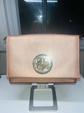 Kate Spade Metallic Rose Gold Crossbody with Signature Medallion